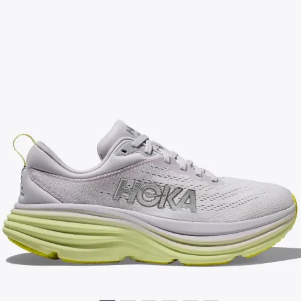 HOKA | Bondi 8 Running Shoe in Nimbus Cloud/Luminary Green Women's Size 7.5